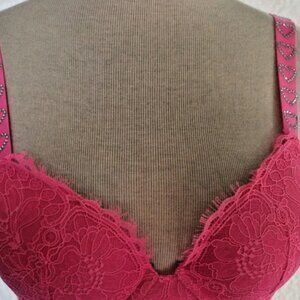Victoria's Secret Very Sexy Push Up Bra Padded With Underwire 32 C Vibrant Pink.